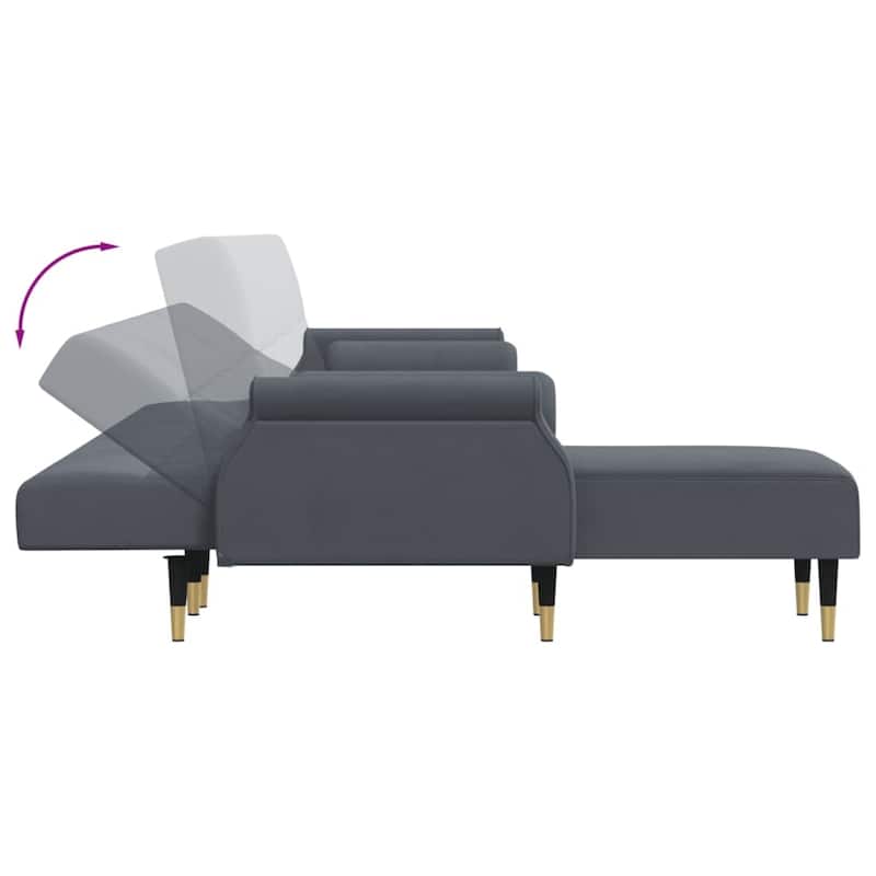 vidaXL L-shaped Sofa Bed Black/Dark Gray 106.7"x55.1"x27.6" Velvet - 106.7" x 55.1" x 27.6"