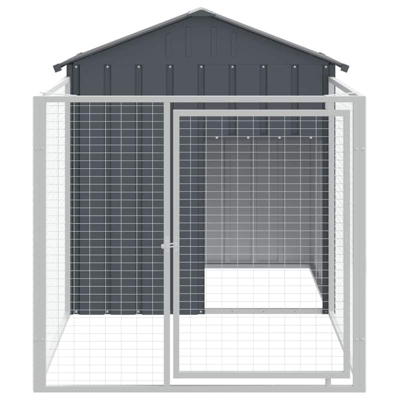 vidaXL Dog House with Run Light Gray/Anthracite multisize Galvanized Steel