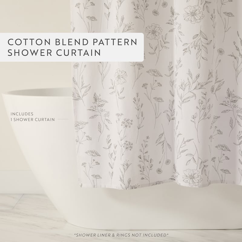 Becky Cameron Cotton Blend Floral Print Shower Curtain