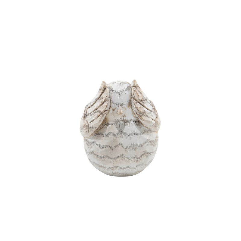 The Set of 3 Decorative Bird Figurines, Creative Room and Desktop Decor, Cream with Brown/Gray Details, 6 L x 4 W x 5 H