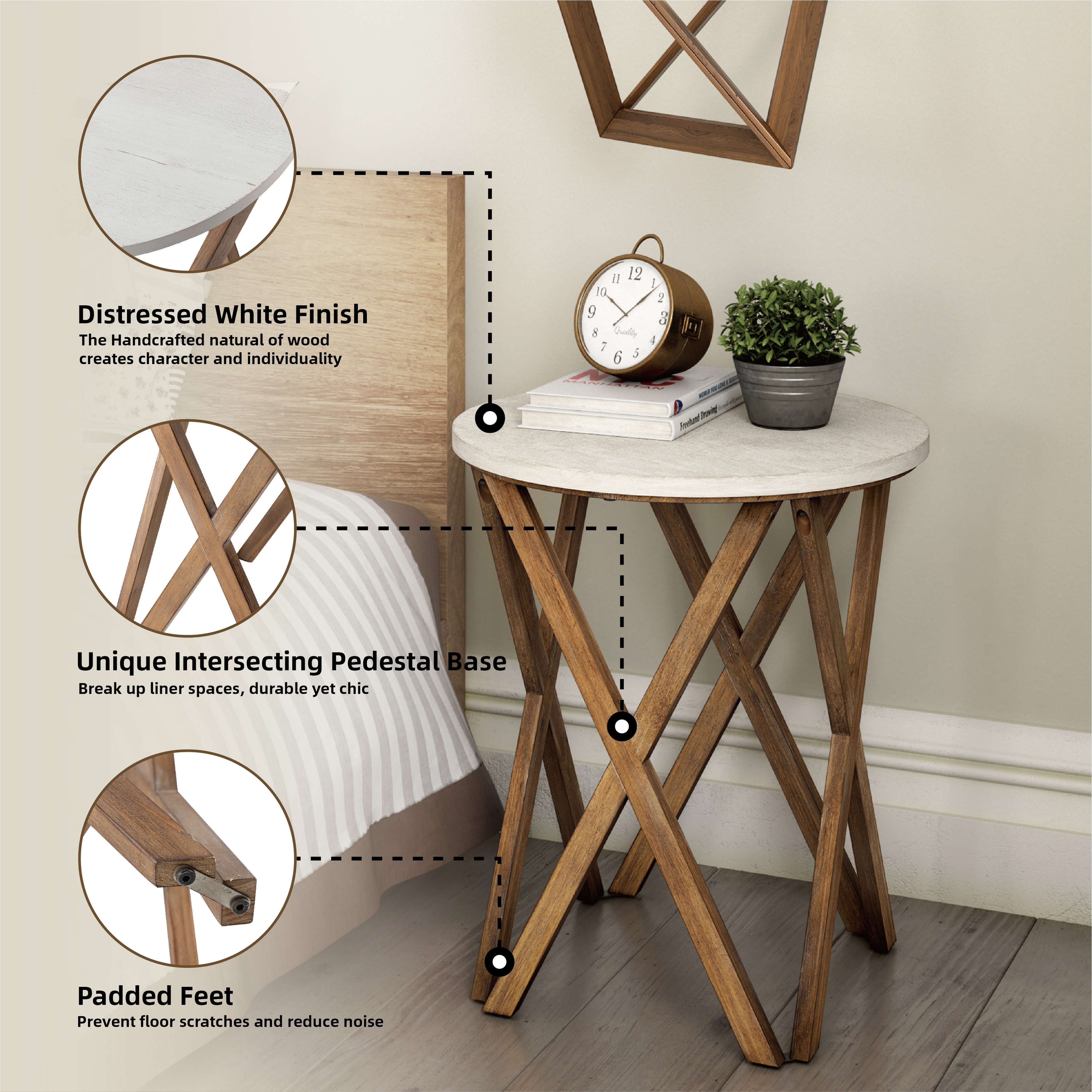 White farmhouse style online end tables
