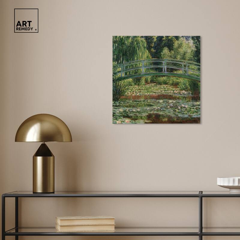 Art Remedy Monet - The Japanese Footbridge And The Water Lily Pool Giverny Gallery Wrapped 1 Piece Canvas Wall Art