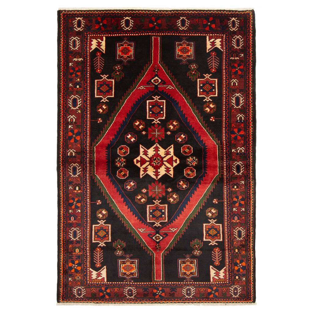 ECARPETGALLERY Hand-knotted Andelz Black Wool Rug - 4'11 x 7'3