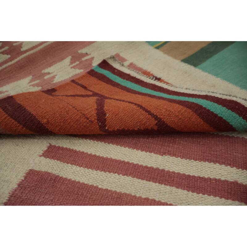 Hand Woven Oriental 100% Wool Carpet Southwestern Modern Multi-Colored Kilim Area Rug - 5' 10'' X 5' 10''