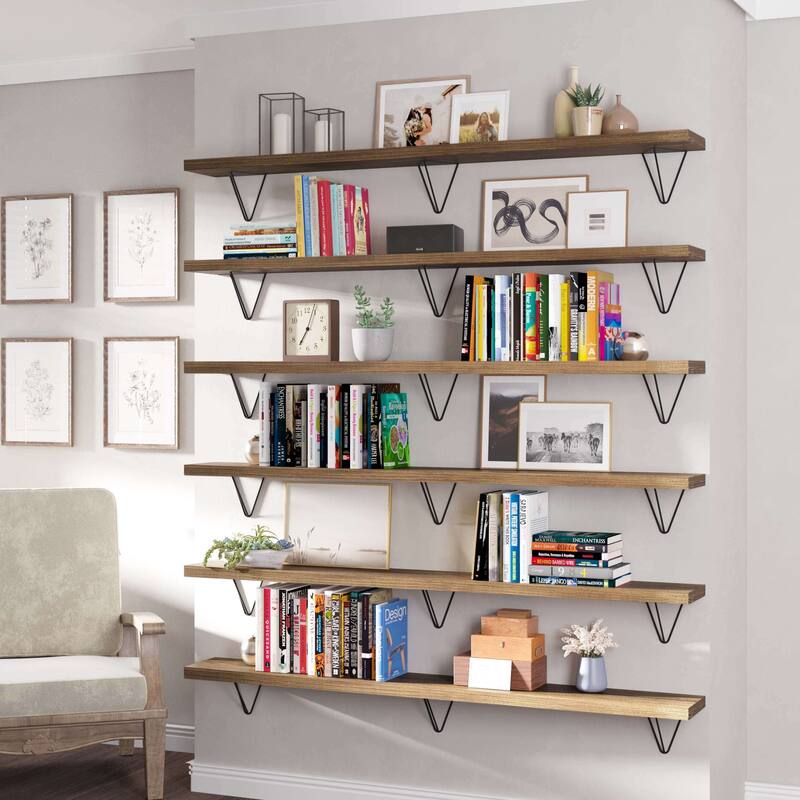 Wallniture Colmar 60 inch Floating Wood Shelf, Wall Bookshelf, Living Room Décor, Wooden Shelf for Wall, Shelving Unit