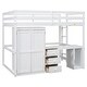 preview thumbnail 50 of 59, Modern Wood Loft Bed with Desk & Wardrobe, Space-Saving High Loft Bed Frame with Storage Drawers for Kids Teens Adults