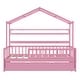 preview thumbnail 34 of 40, Wooden Twin Size House Bed with Trundle,Kids Bed with Shelf, Gray
