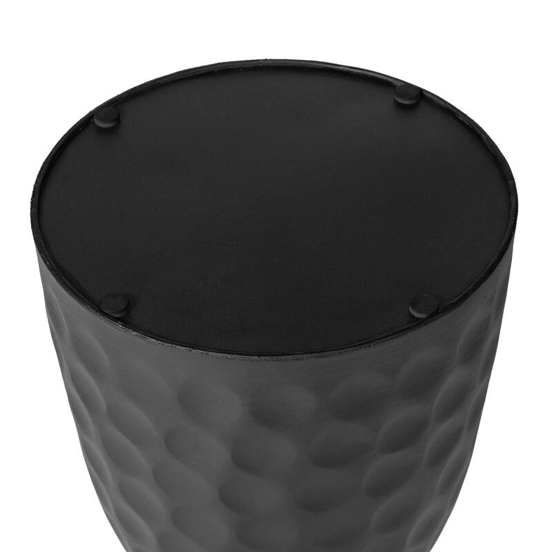 Glitzhome 22.25"H Metal Wine Bottle Shaped Accent Table With Wooden Top