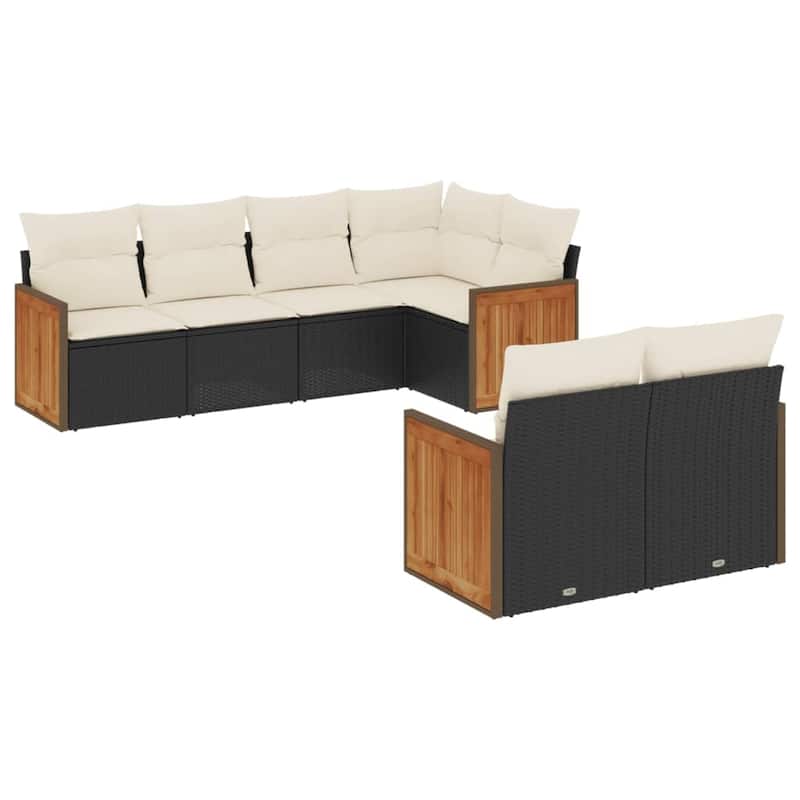 vidaXL Garden Sofa Set Black, Cream White - 24.4 x 24.4 x 27.2 in