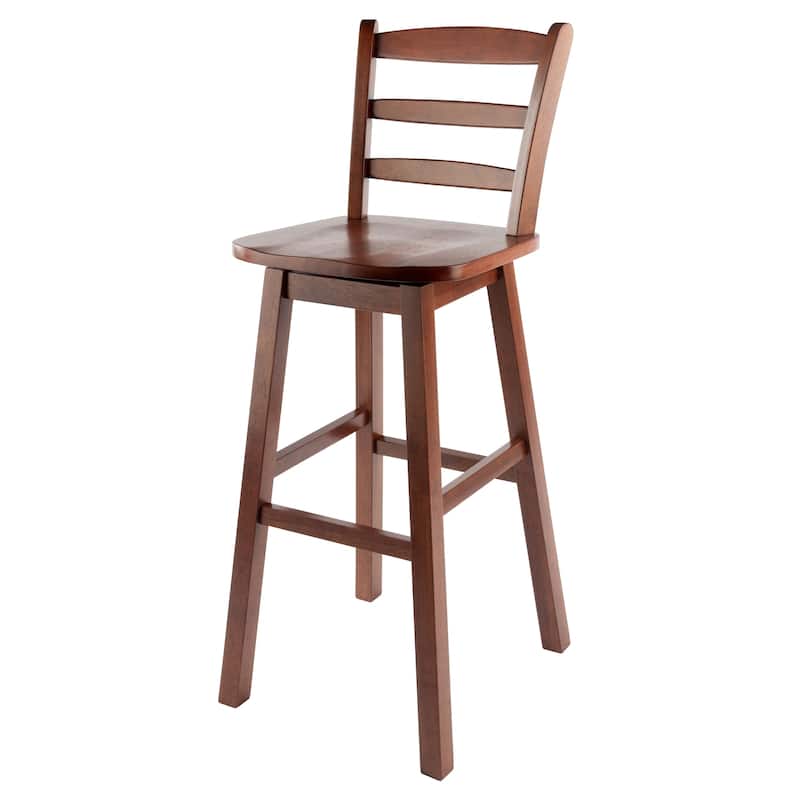 Ladder-back Swivel Seat Bar Stool, Walnut - 16.38 x 18.27 x 43.68 inches
