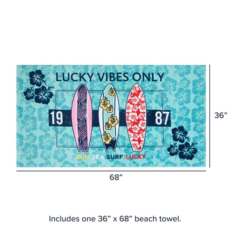 Lucky Brand Navy 36" x 68" 100% Cotton Beach Towel - 36" x 68"