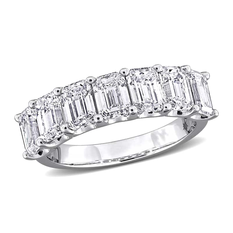 Miadora 3 1/2ct TW Emerald-Cut Lab-Grown Diamond 7-Stone Semi-Eternity Band 14k White Gold
