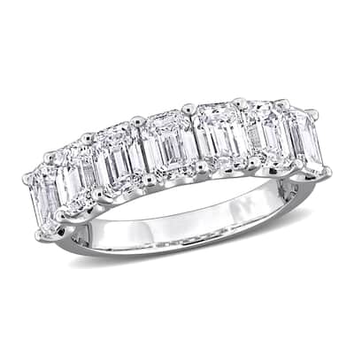 Miadora 3 1/2ct TW Emerald-Cut Lab-Grown Diamond 7-Stone Semi-Eternity Band 14k White Gold