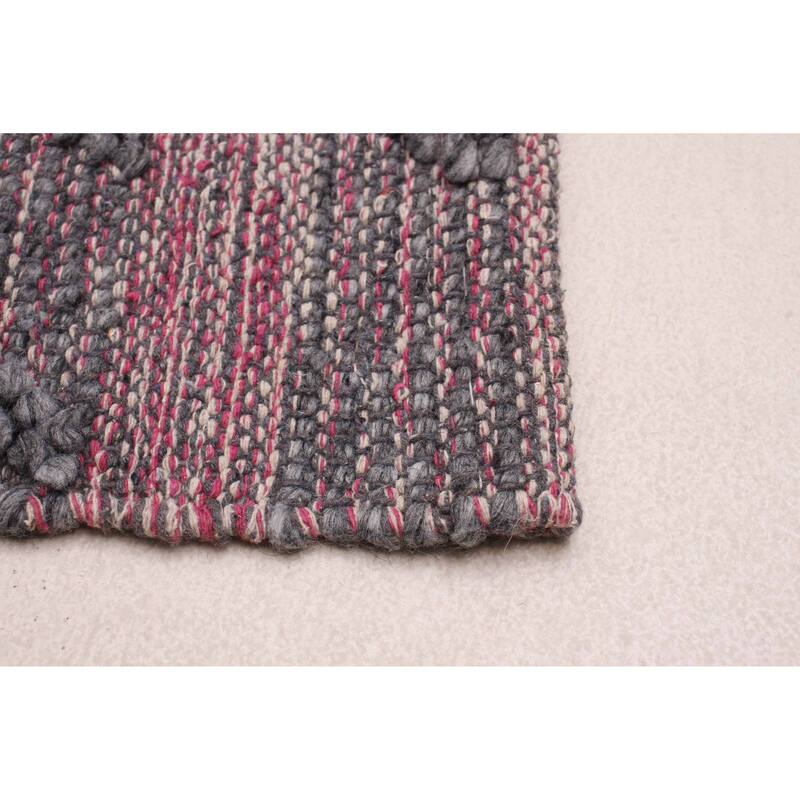ECARPETGALLERY Braid weave Sienna Grey, Pink Wool Rug - 6'0 x 9'2