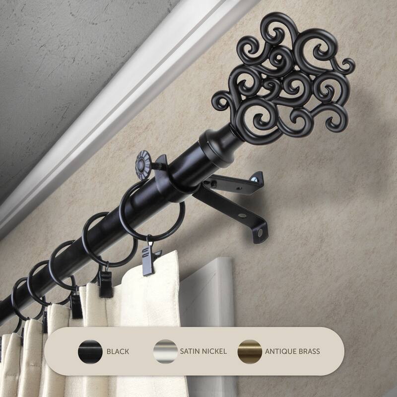InStyleDesign Flood Adjustable Curtain Rod 13/16 inch dia. - 48 to 84 inches - Black