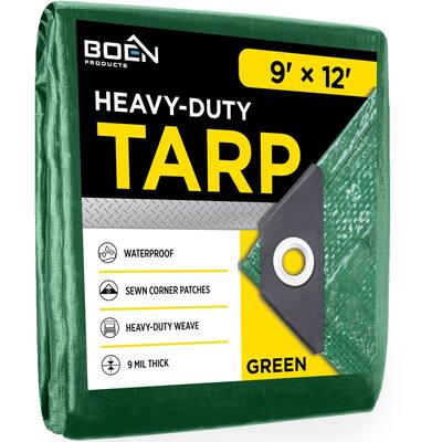 Boen 9 x 12 Green Medium-Duty Polyethylene Tarps