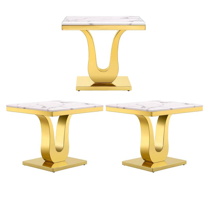 Side Table with Gold Stainless Steel base