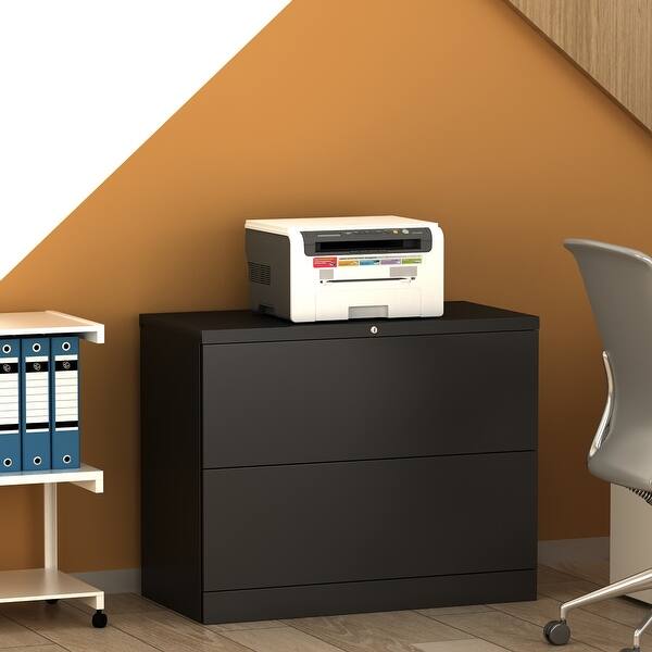 Home Office 2 Drawer Lateral File Cabinet Metal Steel Filing Cabinet With Lock Overstock 31914690