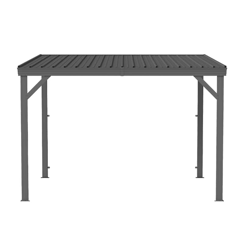 GDFStudio - Everett Lean-To Gazebo with Galvanized Steel Roof and Upgraded Drainage System