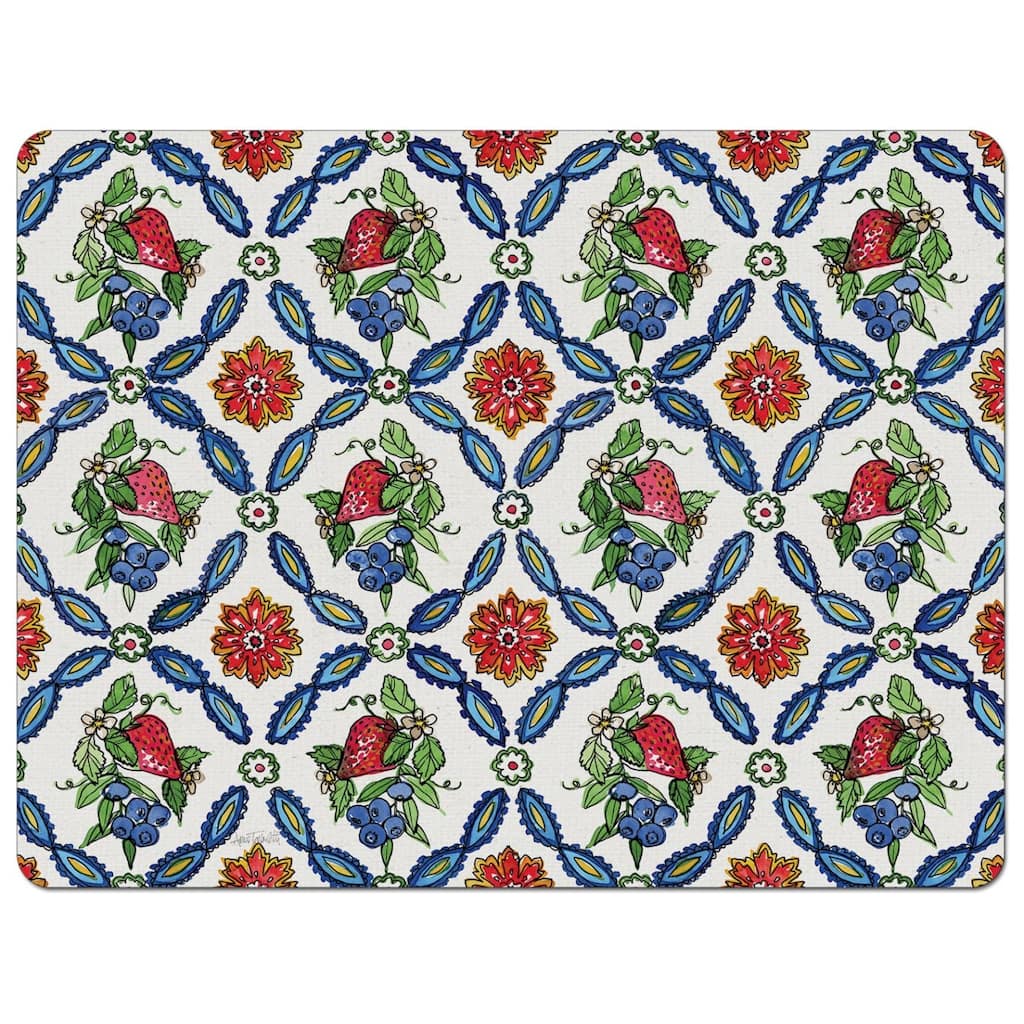 Strawberry Garden Flexible Plastic Cutting Board Mat 15" x 11.5", Made in the USA, Decorative, Flexible, Easy to Clean