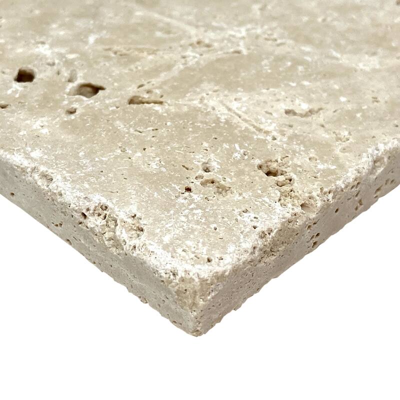 Ivory Travertine 4" x 4" Rustic Tumbled Tile