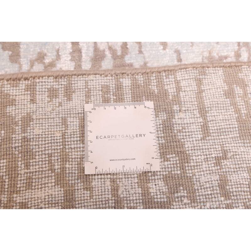 ECARPETGALLERY Hand-knotted Legacy Light Blue Silk, Wool Rug - 2'6 x 9'11