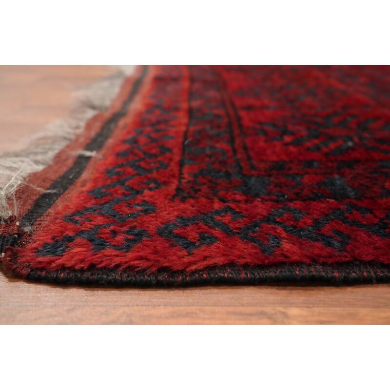 Hand Knotted Oriental 100% Wool Carpet Traditional Geometric Red Balouch Area Rug - 11' 3'' X 8' 8''