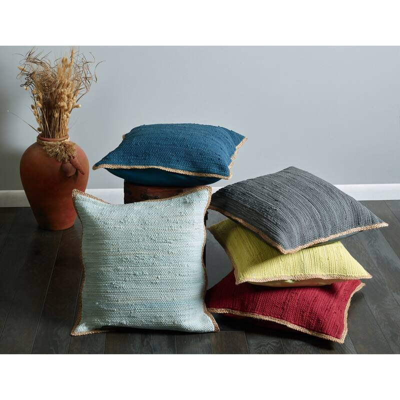 Handwoven Textured Braided Square Throw Pillow - 20" - Navy - Set of 2