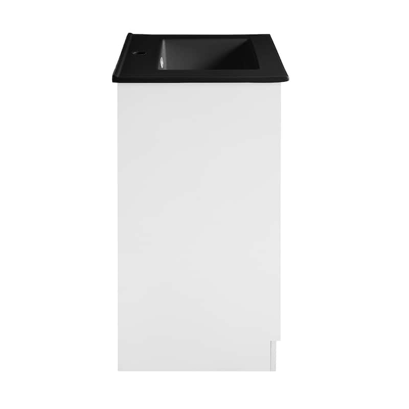 Burdon 24 In. Brown Bathroom Vanity With Black Ceramic Sink Top