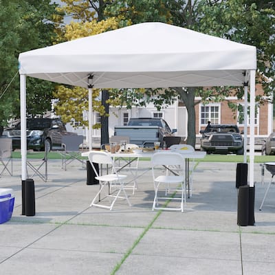 10' x 10' Pop Up Canopy, Folding Table and 4 Folding Chairs Bundle