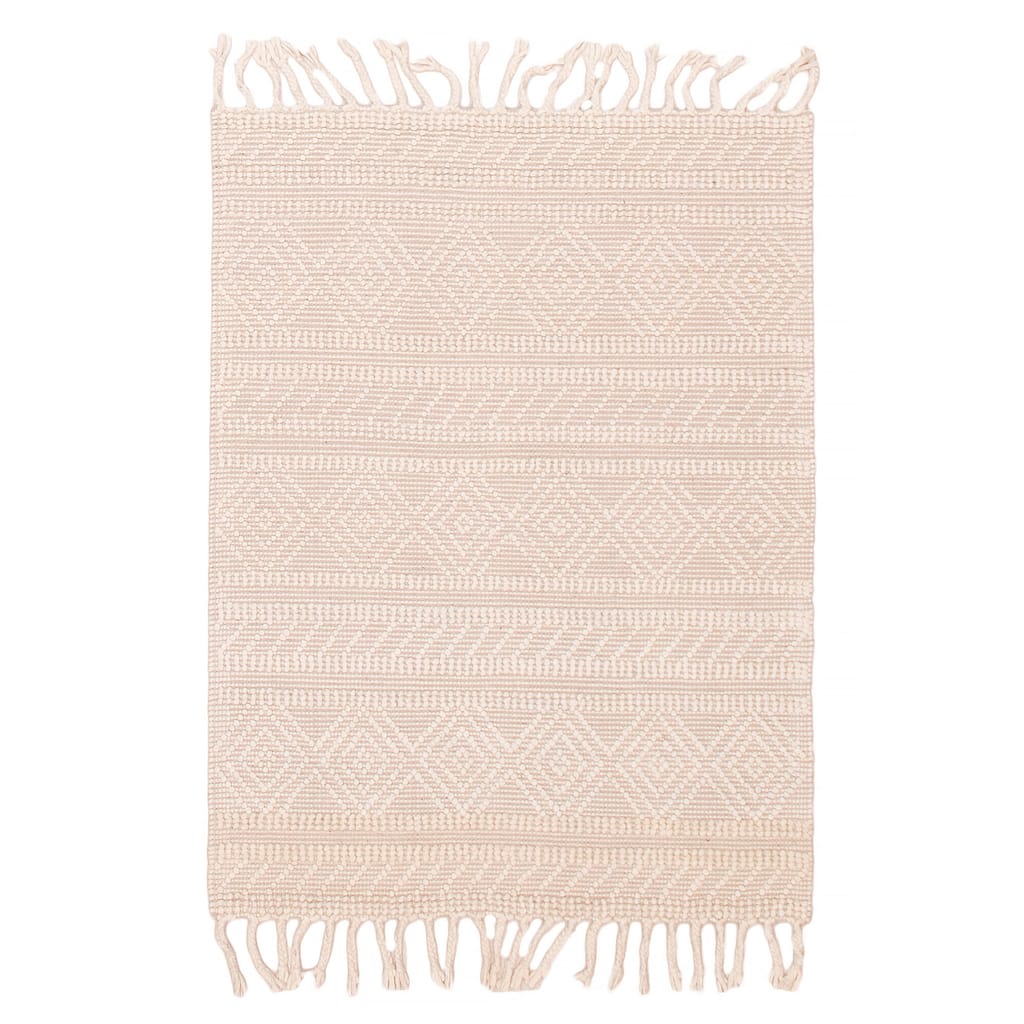 ECARPETGALLERY Braid weave Sienna Cream Wool Rug - 4'0 x 5'6
