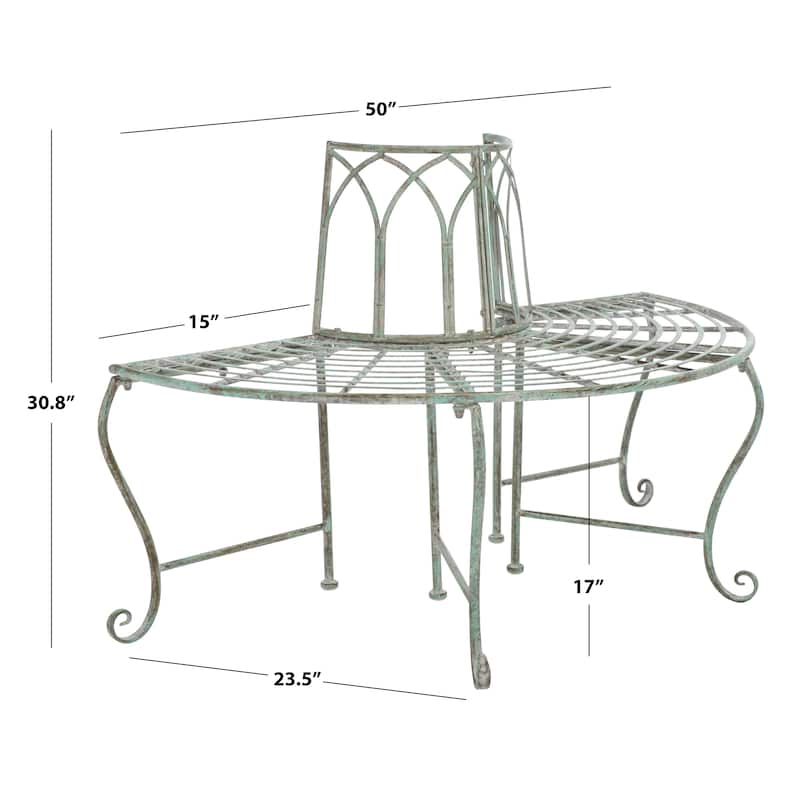 SAFAVIEH Nya Victorian Wrought Iron 50-inch Outdoor Tree Bench - 50 In. W x 24 In. D x 31 In. H - 50"W x 24"D x 31"H