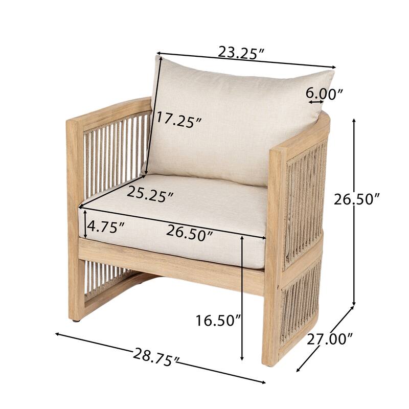 Christopher Knight Home - Ferrocona Outdoor Acacia Wood Club Chair with Cushion and MGO Side Table Set