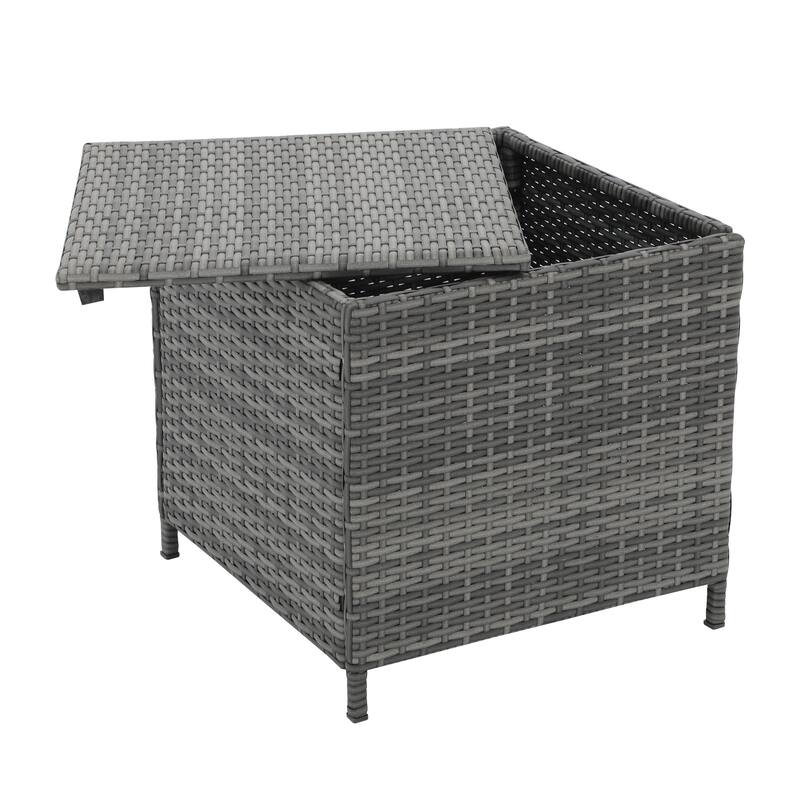 Square Wicker Outdoor Coffee Table with Hidden Storage