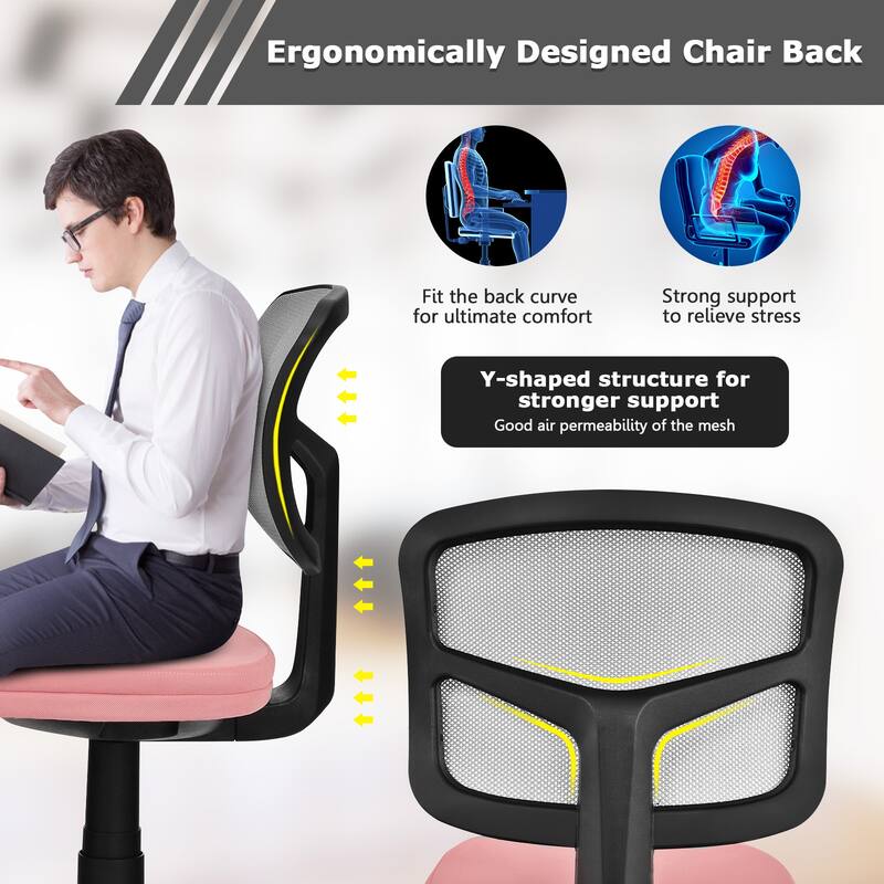 Costway Armless Office Chair Adjustable Swivel Computer Mesh Desk - See details