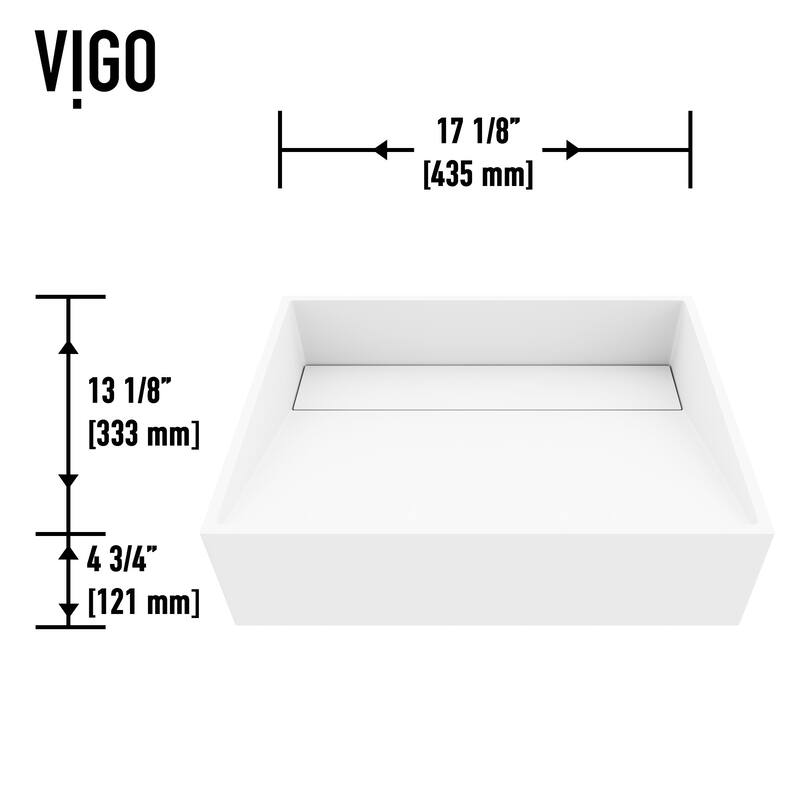 Vigo Starr 17-1/8" Rectangular Matte Stone Vessel Bathroom Sink