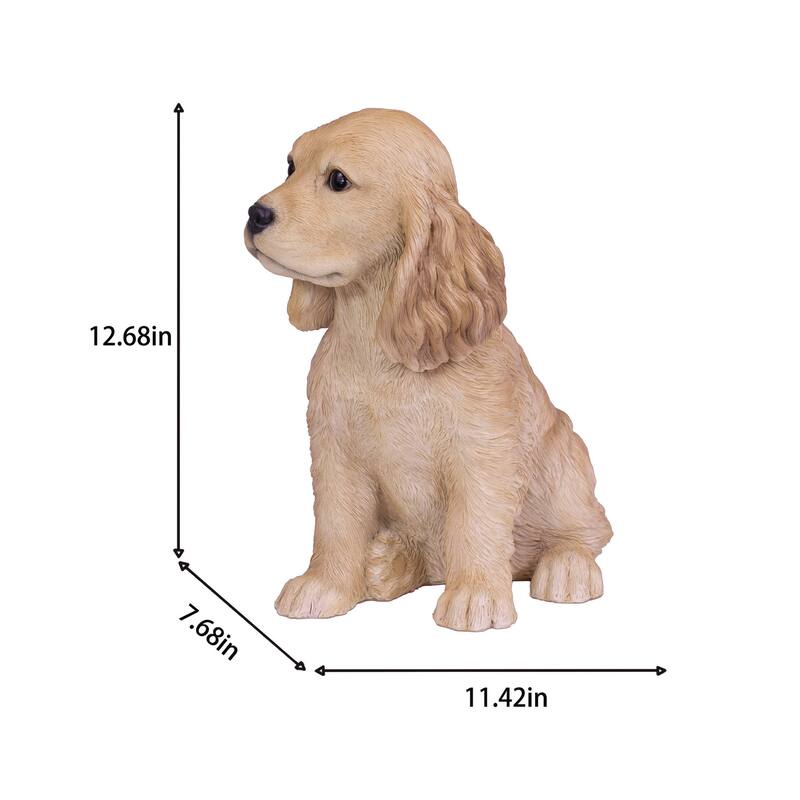 Sitting Golden Cockapoo Puppy Outdoor Garden Statue- 12.5"