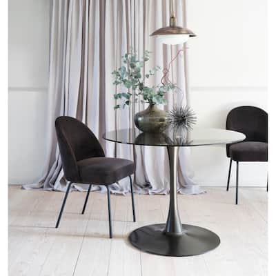 Rye Studio Chenille Chairs with Black Steel Legs, Set of 2