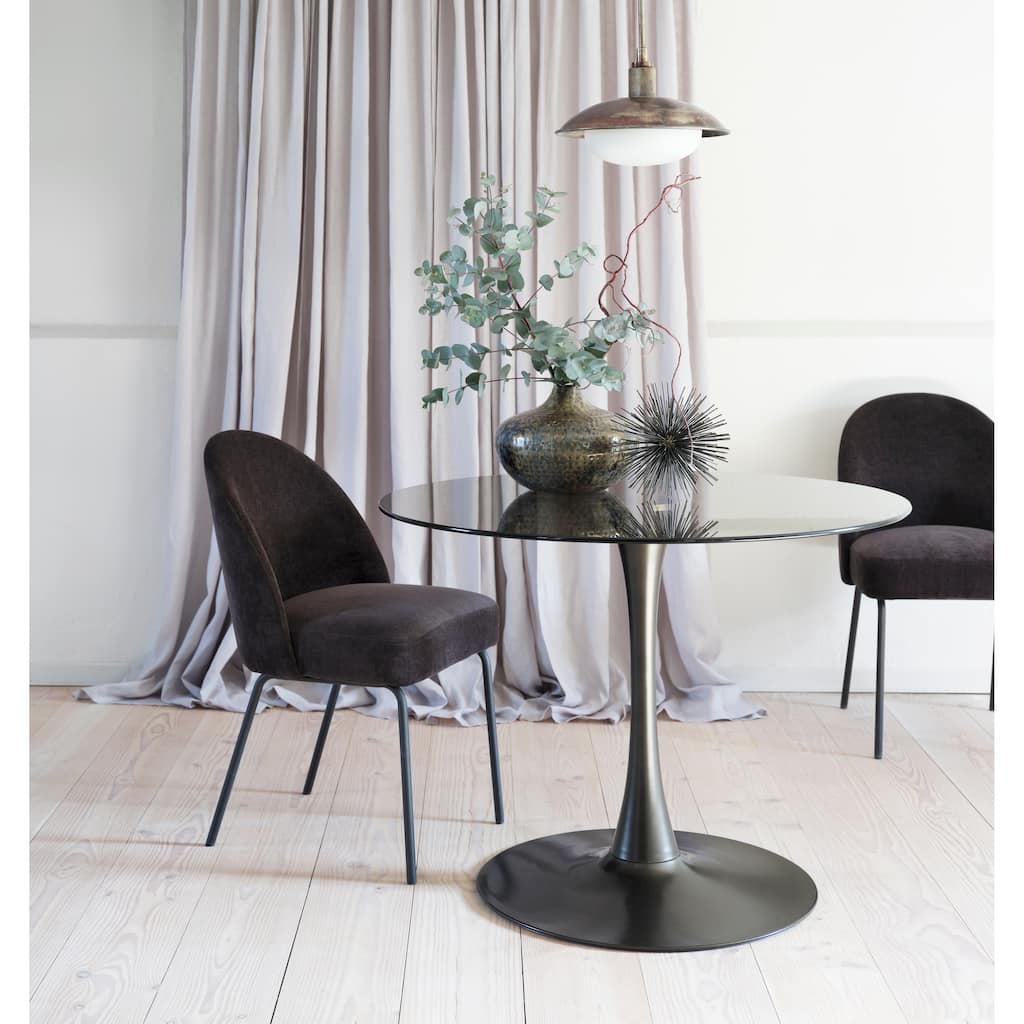 Rye Studio Chenille Chairs with Black Steel Legs, Set of 2