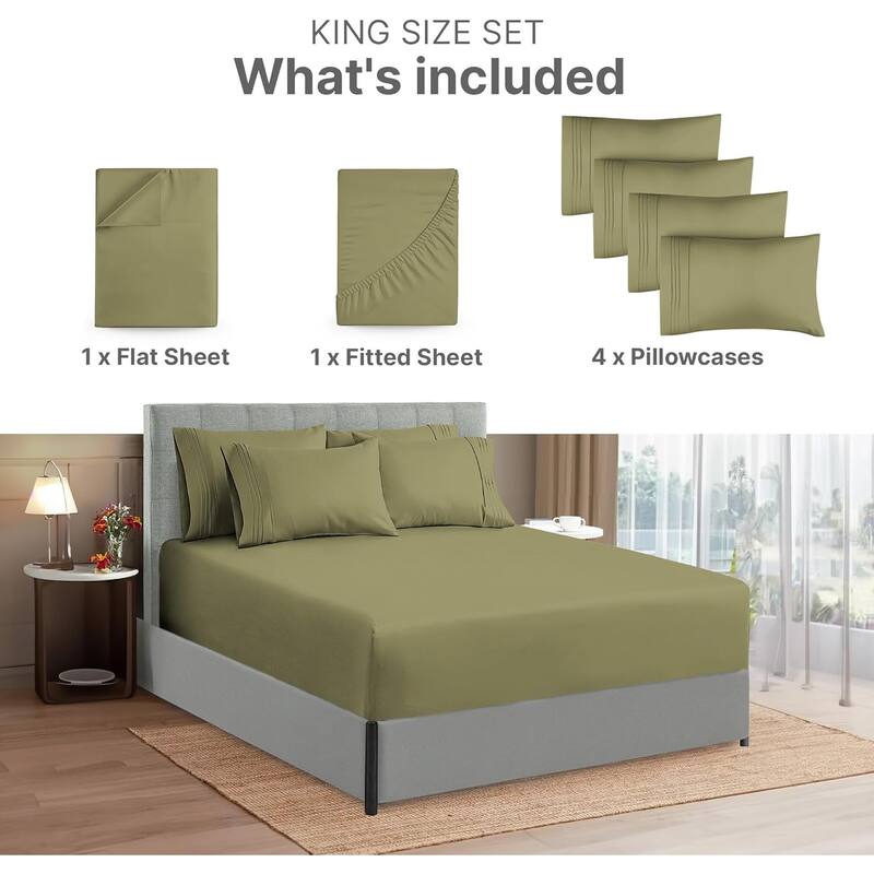 CGK Linens 6 Piece Extra Deep Pocket Microfiber Hotel Luxury Bed Sheets Set