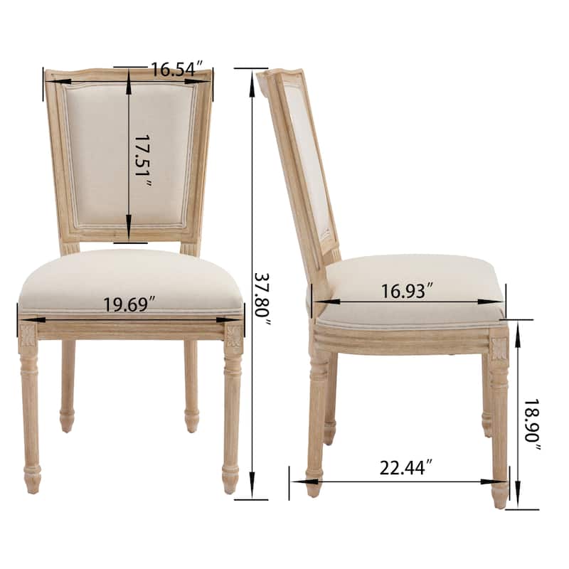 French Dining Chairs Set of 2, Upholstered Chairs with T-shaped Back, Wire drawing and carving techniques ,Disassemblable
