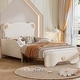 preview thumbnail 3 of 10, Beige Twin XL Size Stretchable Vaulted Sofa Bed Daybed with Bear-Shaped Headboard