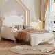 preview thumbnail 3 of 8, Twin XL Size Upholstered Stretchable Sofa Bed, Cute Kids Platform Bed Frame with Bear Shaped Headboard