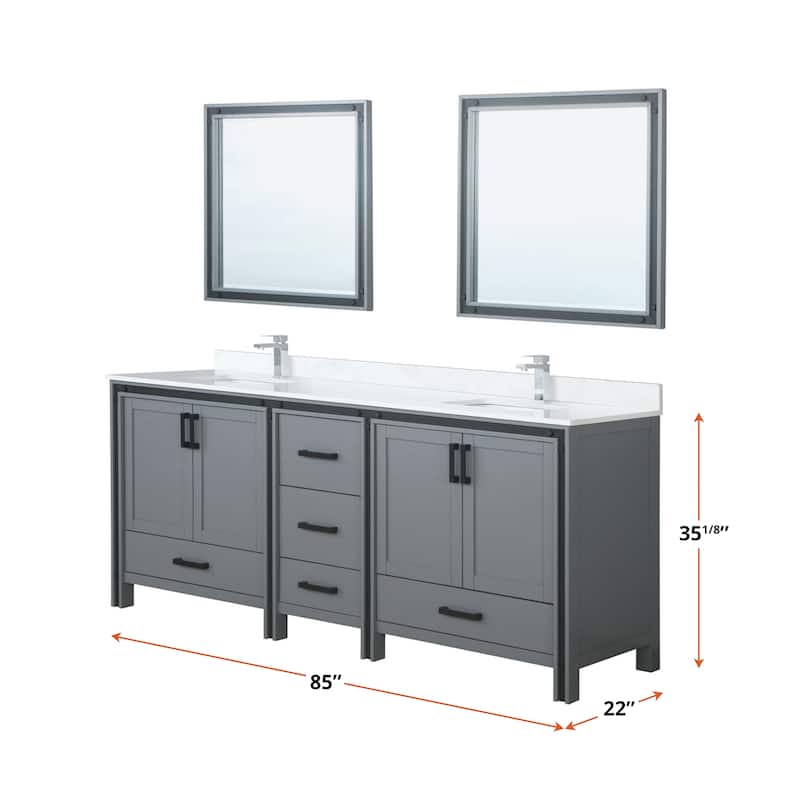 Ziva Bath Vanity, White Quartz Top and Mirrors