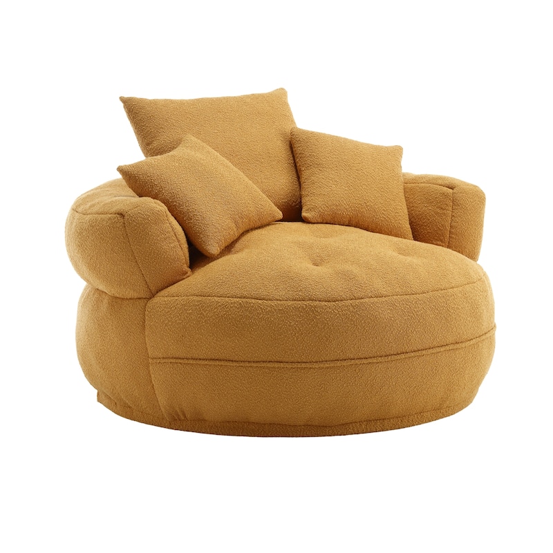 Chenille Sponge Single Sofa, Oversized Round Accent Chair Sleeper Couch Chaise Lounges for Living Room Bedroom Projection Room