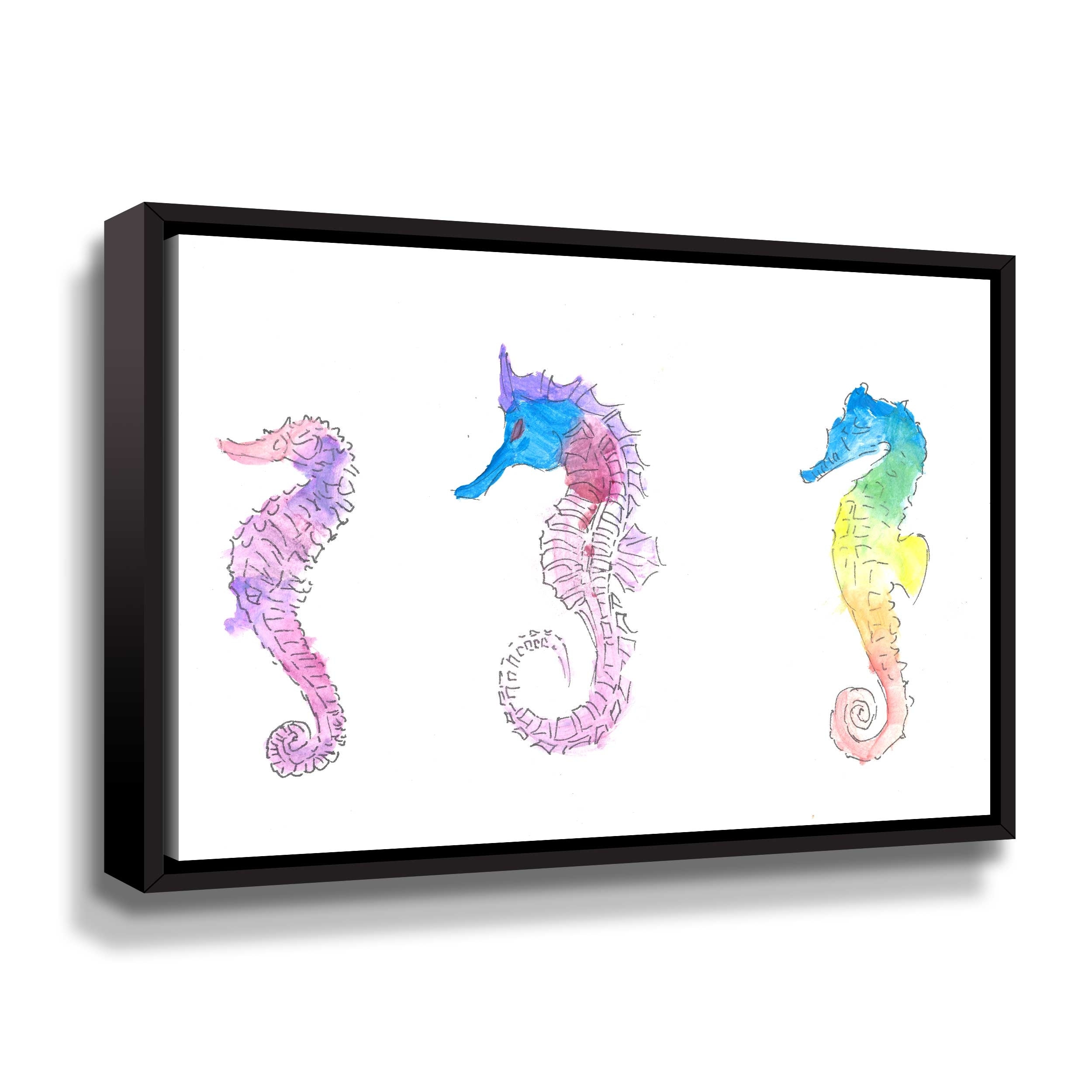 Seahorses Colorful Rainbow Trio Gallery Wrapped Floater-framed Canvas Bed  Bath  Beyond 32433512