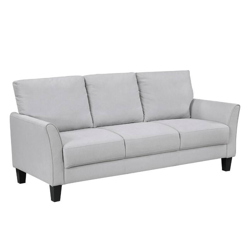 Xumo Sofa, Light Gray Fabric, 79 Inch, Black Tapered Wood Legs