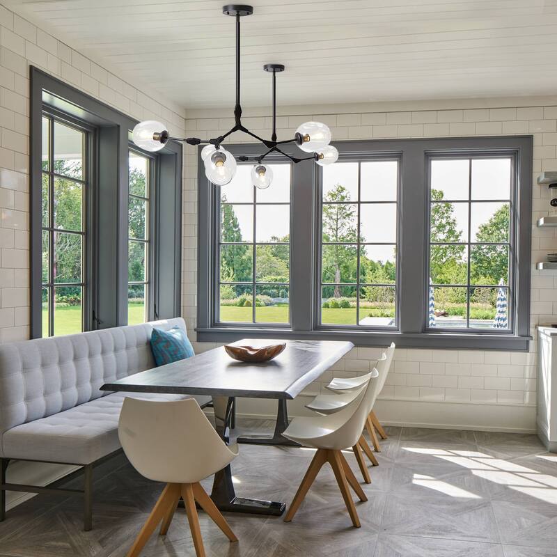 Belladepot Black Modern Full-angle Adjustable Chandelier with Clear Glass Shade