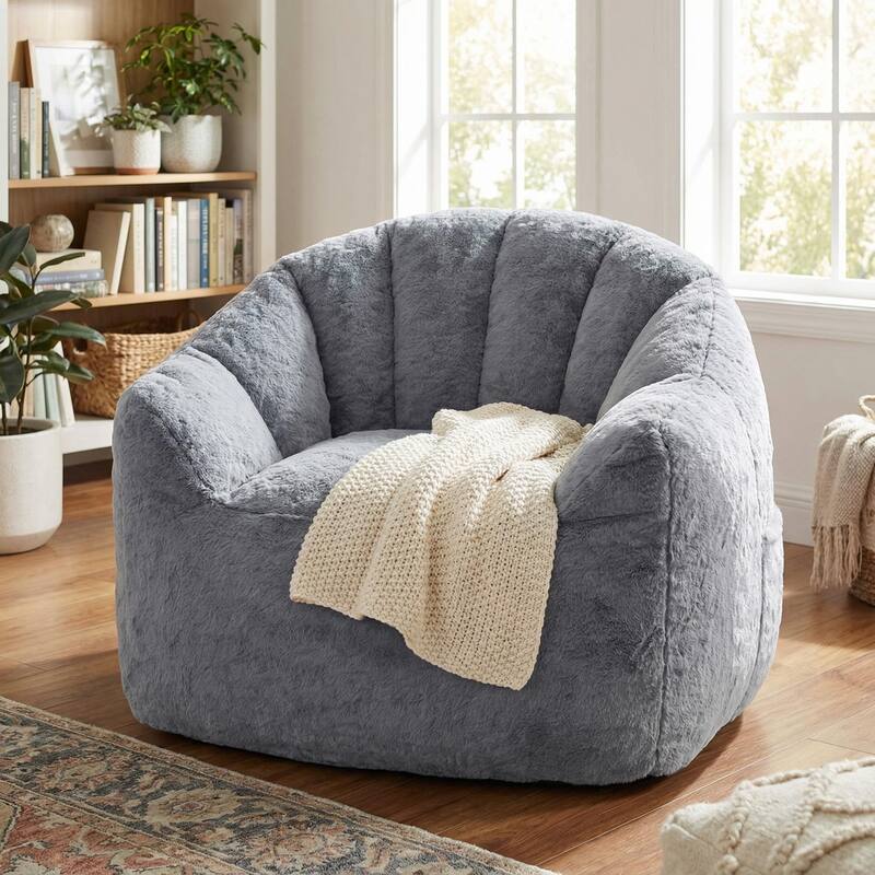 Homy Casa Soft Bean Bag Sofa Chair for Living Room Comfort - Grey