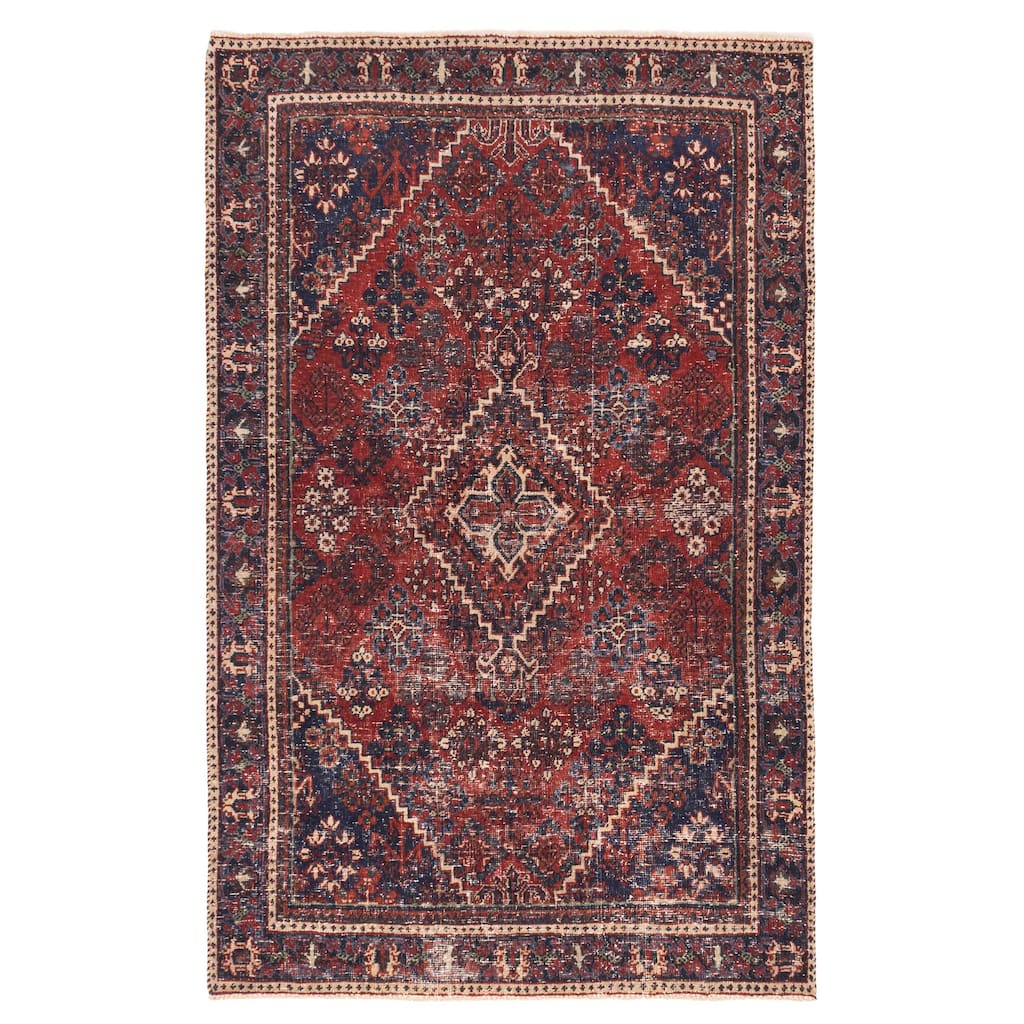 ECARPETGALLERY Hand-knotted Antalya Vintage Red Wool Rug - 4'3 x 6'7